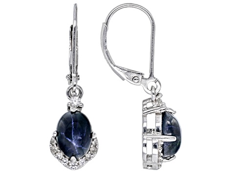 Blue Sapphire Rhodium Over Sterling Silver Dangle Earrings 3.69ctw