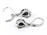 Blue Sapphire Rhodium Over Sterling Silver Dangle Earrings 3.69ctw