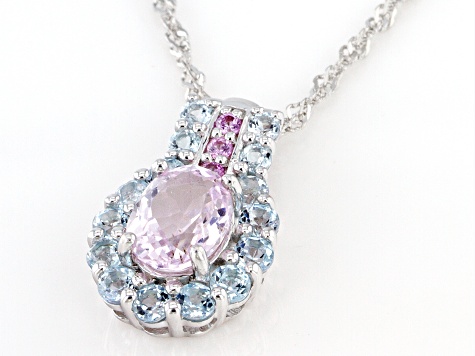 Pink Kunzite Rhodium Over Sterling Silver Pendant With Chain 2.48ctw