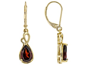 Red Garnet 18K Yellow Gold Over Sterling Silver Earrings 2.81ctw