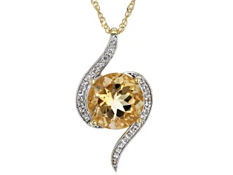 Brown Quartz 18k Yellow Gold Over Silver Pendant With Chain 5.49ctw