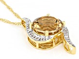 Brown Quartz 18k Yellow Gold Over Silver Pendant With Chain 5.49ctw