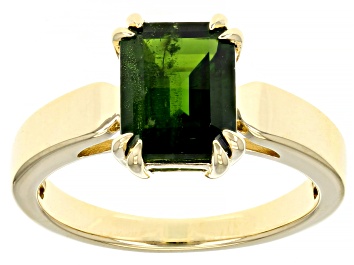 Picture of Green Chrome Diopside 18k Yellow Gold Over Sterling Silver Solitaire Ring 2.13ct