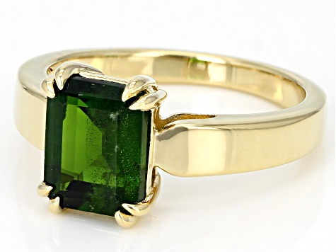 Green Chrome Diopside 18k Yellow Gold Over Sterling Silver Solitaire Ring 2.13ct