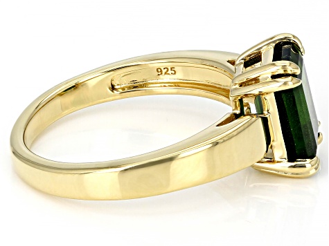 Green Chrome Diopside 18k Yellow Gold Over Sterling Silver