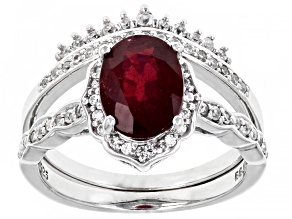 Red Mahaleo(R)  Ruby Rhodium Over Sterling Silver Set of 2 Rings 2.64ctw
