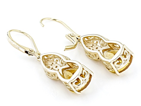 Champagne Quartz With Yellow Diamond 18k Yellow Gold Over Sterling Silver Earrings 4.82ctw