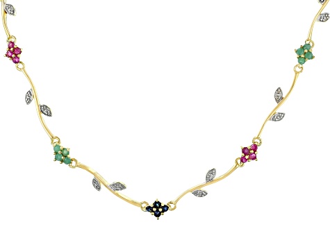 Multi-Color Multi-Gemstone 18k Yellow Gold Over Sterling Silver ...