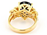 Blue Lab Created Sapphire 18k Yellow Gold Over Sterling Silver Ring 4.43ctw