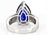 Blue Lab Created Sapphire Rhodium Over Sterling Silver Solitaire Ring 5.53ct