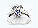Blue Lab Created Sapphire Rhodium Over Sterling Silver Ring 4.20ctw
