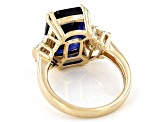 Blue Lab Created Blue Sapphire 18K Yellow Gold Over Sterling Silver Ring 7.74ctw