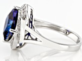 Blue Lab Created Sapphire Rhodium Over Silver Ring 4.62ctw