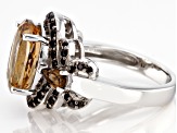 Champagne Quartz Rhodium Over Sterling Silver Ring 4.35ctw