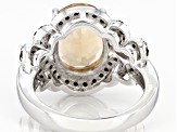 Champagne Quartz Rhodium Over Sterling Silver Ring 4.35ctw