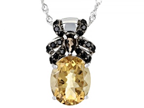 Champagne Quartz Rhodium Over Sterling Silver Pendant With Chain 4.08ctw