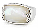 White Mother Of Pearl Sterling Silver Solitaire Ring