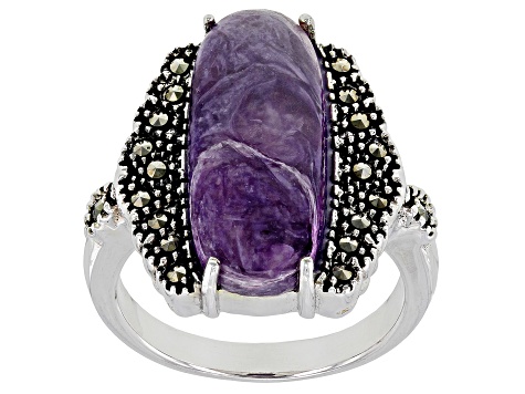 Purple Charoite Sterling Silver Ring