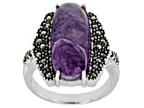 Purple Charoite Sterling Silver Ring