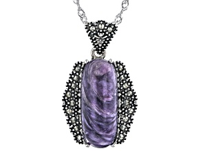 Purple Charoite Sterling Silver Pendant With Chain