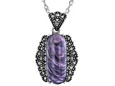 Purple Charoite Sterling Silver Pendant With Chain