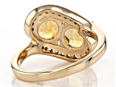 Yellow Citrine With Round White Zircon 18K Yellow Gold Over Sterling Silver Ring 2.62ctw