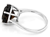 Brown Smoky Quartz Rhodium Over Sterling Silver Solitaire Ring 4.76ct