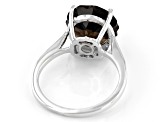 Brown Smoky Quartz Rhodium Over Sterling Silver Solitaire Ring 4.76ct