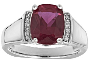 Red Lab Created Ruby Rhodium Over Sterling Silver Ring 3.42ctw