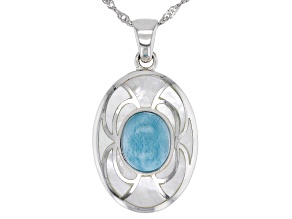 Blue Larimar Sterling Silver Pendant With Chain
