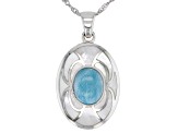 Blue Larimar Sterling Silver Pendant With Chain