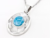 Blue Larimar Sterling Silver Pendant With Chain