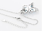 Blue Larimar Sterling Silver Butterfly Brooch Pendant With Chain 0.15ctw