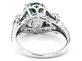 Mystic Fire® Green Topaz Rhodium Over Sterling Silver Ring. 4.35ctw