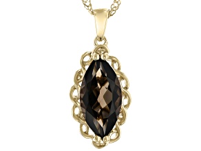 Brown Smoky Quartz 18k Yellow Gold Over Silver Pendant With Chain 3.40ct