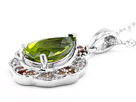 Green Manchurian Peridot(TM) Rhodium Over Sterling Silver Pendant With Chain 2.77ctw
