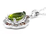 Green Manchurian Peridot(TM) Rhodium Over Sterling Silver Pendant With Chain 2.77ctw