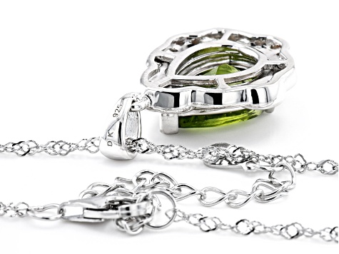 Green Manchurian Peridot(TM) Rhodium Over Sterling Silver Pendant With Chain 2.77ctw