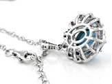 Blue Oval Larimar Rhodium Over Sterling Silver Pendant With Chain 1.05ctw