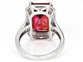 Red Lab Created Padparadscha Sapphire Rhodium Over Sterling Silver Ring 7.20ctw