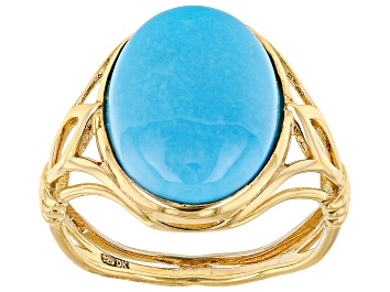 Picture of Blue Sleeping Beauty Turquoise 18k Yellow Gold Over Silver Ring