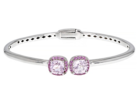 Pink Kunzite Rhodium Over Sterling Silver Bracelet 3.92ctw
