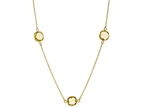 Yellow Citrine 18K Yellow Gold Over Sterling Silver Station Necklace 25.50ctw