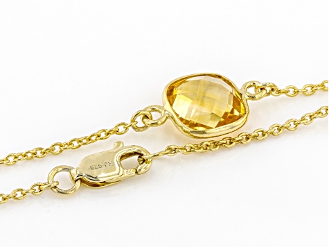 Yellow Citrine 18K Yellow Gold Over Sterling Silver Station Necklace 25.50ctw