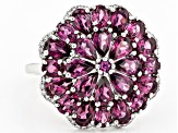 Raspberry Color Rhodolite Rhodium Over Sterling Silver Ring 5.38ctw