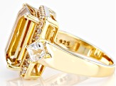 Brown Champagne Quartz 18K Yellow Gold Over Sterling Silver Ring 7.27ctw