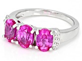 Pink Lab Created Sapphire Rhodium Over Sterling Silver Ring 2.96ctw