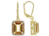 Brown Champagne Quartz 18k Yellow Gold Over Silver Earrings 4.18ctw