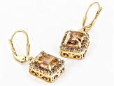 Brown Champagne Quartz 18k Yellow Gold Over Silver Earrings 4.18ctw