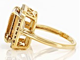 Brown Champagne Quartz 18k Yellow Gold Over Silver Ring 5.14ctw